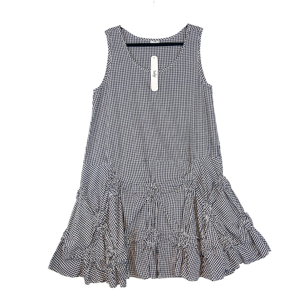 Tulip Matilda Tunic Dress MEDIUM Cotton Sleeveless Lagenlook Cottagecore Ruffle